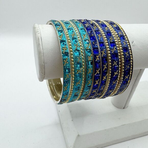 Set Of 8 Traditional Indian Bollywood Style Bangle Bracelets Bridal Wedding - Picture 4 of 13